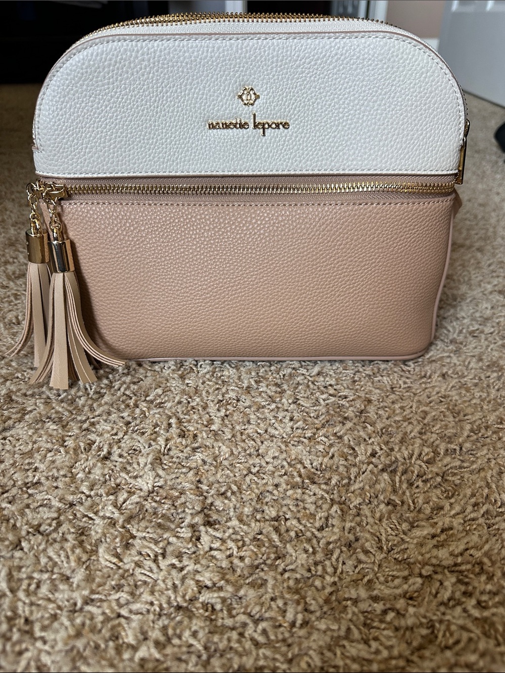 Nanette Lepore tan and cream purse